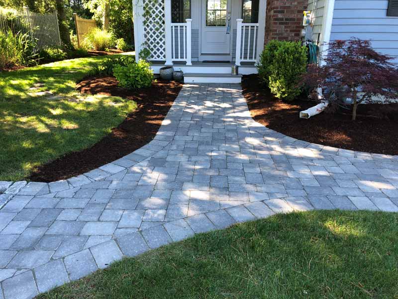 A stone walkway with paths leading in several directions